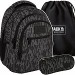 ZESTAW 3ele PLECAK MŁODZIEŻOWY BACKUP SZKOLNY DERFORM 4 komorowy CZARNY