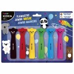 PISAKI FLAMASTRY JUMBO Z FIGURKĄ MISIE 6 KOLORÓW KIDEA SZKOLNE MAZAKI