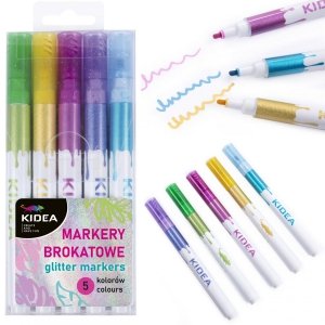 Markery Brokatowe Flamastry 5 Kolorów Mazaki Kidea [MBA5KKA]