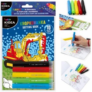 Flamastry do Malowania Kropkami ze Stempelkami i Kolorowanka Auta Cars Kidea Pojazdy [ZFMKSKPKA]