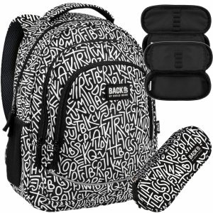 PLECAK KOMPLET 2w1 BACKUP SZKOLNY MŁODZIEŻOWY LITERY GRAFFITI 3 KOMOROWY