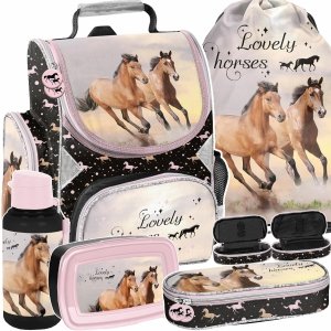 TORNISTER SZKOLNY KOŃ KOMPLET 5w1 W KONIE DO 1 KLASY PODSTAWÓWKI z KONIEM