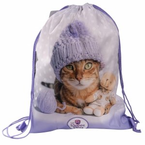 WOREK SZKOLNY KOT NA BUTY OBUWIE KAPCIE DLA DZIEWCZYNEK Z KOTKIEM