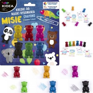 Kredki Misie do Nauki Rysowania 6 kolorów Kidea dla Dziecka [KMNR6KKA]