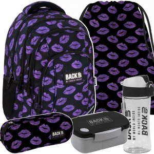 USTA BACKUP PLECAK SZKOLNY MŁODZIEŻOWY DZIEWCZĘCY GLITTER KISS KOMPLET 5w1