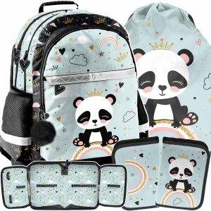 PANDA MIŚ PLECAK KOMPLET 3 ele. SZKOLNY DZIEWCZĘCY DO 1 KLASY Z MISIEM