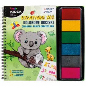 KOLOROWE ODCISKI KREATYWNE ZOO ZWIERZAKI KOLOROWANIE PALCAMI KIDEA