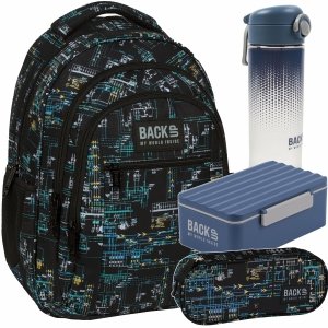 MŁODZIEŻOWY KOMPLET 4 elem PLECAK BACKUP DLA CHŁOPAKA SZKOLNY UKŁAD SCALONY