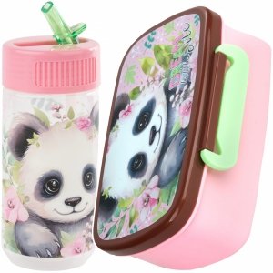 PANDA BIDON ŚNIADANIÓWKA Z MISIEM DERFORM DLA DZIEWCZYNEK ZESTAW 2w1 MODNY