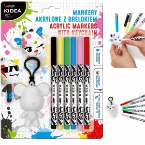 Markery Akrylowe 6 kolorów z Brelokiem Kidea Flamastry Pisaki [MABBKA]