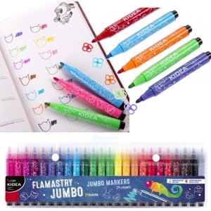 Pisaki Flamastry Jumbo Grube 24 Kol Mazaki Kidea dla Dzieci [FJ24KKA]