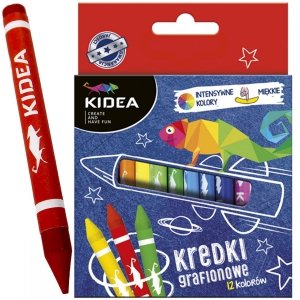 Kredki Grafionowe 12 Kolorów Szkolne Kidea Derform [KG12KA]