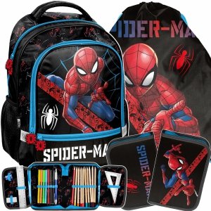 PLECAK SZKOLNY SPIDERMAN DO PODSTAWÓWKI ZESTAW 3w1 DO 1 KLASY DLA CHŁOPAKA