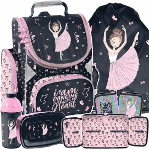 BALERINA TORNISTER SZKOLNY DO 1 KLASY BALETNICA DLA DZIEWCZYNEK ZESTAW 5el