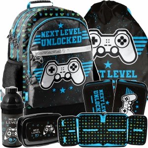ZESTAW 5w1 PLECAK SZKOLNY GAMING GAMEPAD KOMPLET 5w1 DLA CHŁOPAKA Z PADEM