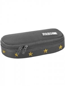 Piórnik Młodzieżowy Szkolny Szary w Złote Gwiazdki [18-013ZL]