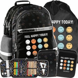 SMILEY PLECAK SZKOLNY EMOTKI DO 1-3 KLASY PODSTAWÓWKI EMOTIKONY ZESTAW 3w1