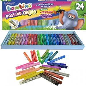 Pastele Olejne Kredki Bambino Szkolne 24 Kolory Złota Srebrna [003127]