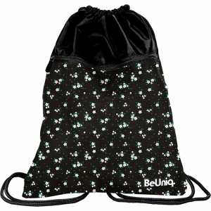Czarny Worek Plecak na Sznurkach w Kwiaty na Obuwie BeUniq [BU23ME-713]