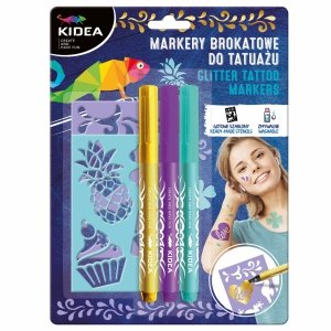 Kidea Markery do Tatuażu 3 kolory z Gotowymi Szablonami brokatowe [MTASKA]