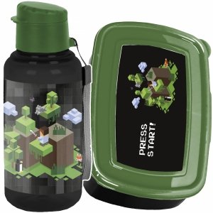 MINECRAFT ZESTAW 2w1 BIDON ŚNIADANIÓWKA GAMER GAMING NA DRUGIE ŚNIADANIE