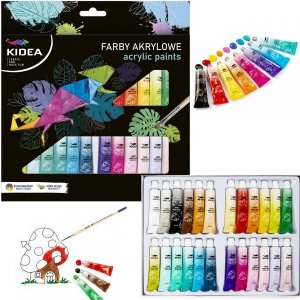 Farby Akrylowe w Tubkach 6 ml 24 Kolory Kidea dla Dzieci [FAA24KA]