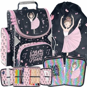 BALERINA TORNISTER SZKOLNY DO 1 KLASY BALETNICA DLA DZIEWCZYNEK ZESTAW 3w1