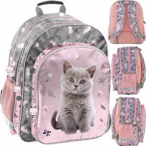 Kotek Plecak Szkolny do klas 1-3 Podstawówki Paso z Kotkiem dla Dziewczynek