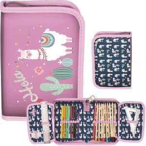 Szkolny Piórnik Lamy z Wyposażeniem Paso dla Dziewczynek [PP20LA-001]