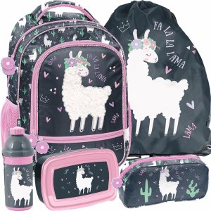Plecak do Szkoły z Lamą Dziewczęcy komplet 5elem. [PP23LA-260]