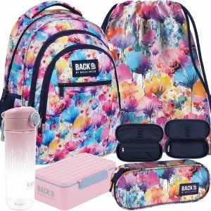 KWIATOWY ZESTAW 5w1 PLECAK DLA MŁODZIEŻY BACKUP DZIEWCZĘCY KWIATY