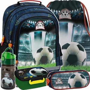 SZKOLNY KOMPLET 5elem. PIŁKARSKI PLECAK CHŁOPIĘCY DO PODSTAWÓWKI FOOTBALL