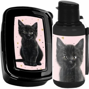 KOTEK BIDON ŚNIADANIÓWKA ZESTAW 2w1 DLA DZIEWCZYNY DO SZKOŁY z KOTKAMI