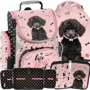 TORNISTER SZKOLNY Z PIESKIEM KOMPLET 3w1 DO 1 KLASY PIESEK DO PODSTAWÓWKI