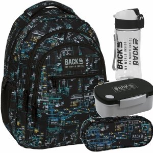 KOMPLET 4w1 PLECAK MŁODZIEŻOWY BACKUP DLA CHŁOPAKA SZKOLNY UKŁAD SCALONY