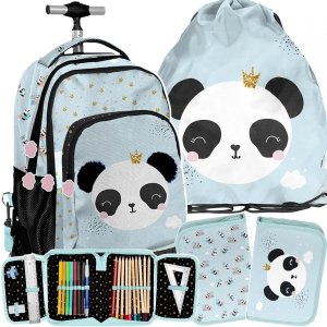 Zestaw Plecak na Kółkach Miś Panda dla Uczennic Paso [PP23PQ-671]