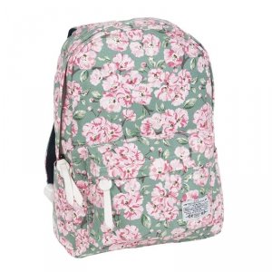 Plecak Vintage dla Dziewczyny Młodzieżowy Szkolny Kwiaty na Zielonym Tle