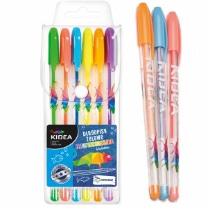 Długopisy Żelowe Fluorescencyjne 6 Kolorów Kidea [DZF6KA]