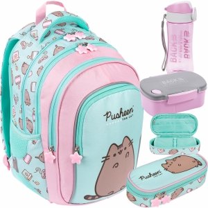 PUSHEEN MINT KOMPLET 4ele. MAJEWSKI DLA DZIEWCZYNEK PLECAK KOT KOTKI 