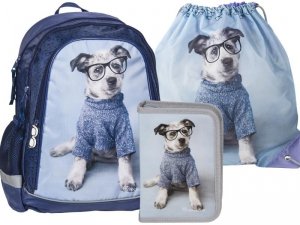 Plecak z Pieskiem w Okularach Szkolny Zestaw dla Dziewczyny [RHO-081-001-712]