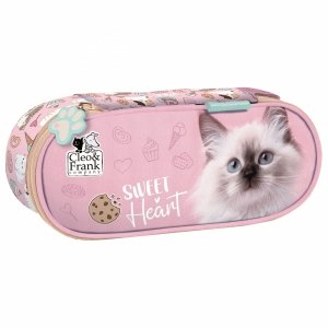 PIÓRNIK KOTEK OTWIERANY DLA DZIEWCZYNEK USZTYWNIANY Z KLAPKĄ SZKOLNY CATS