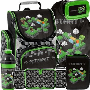 TORNISTER MINECRAFT SZKOLNY GAMING GRY CHŁOPIĘCY DO KLAS 1-4 ZESTAW 5w1