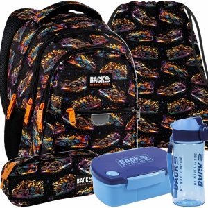PLECAK BACKUP SZKOLNY MŁODZIEŻOWY NEON RACE KOMPLET 5w1 FORMUŁA 1 AUTA CARS