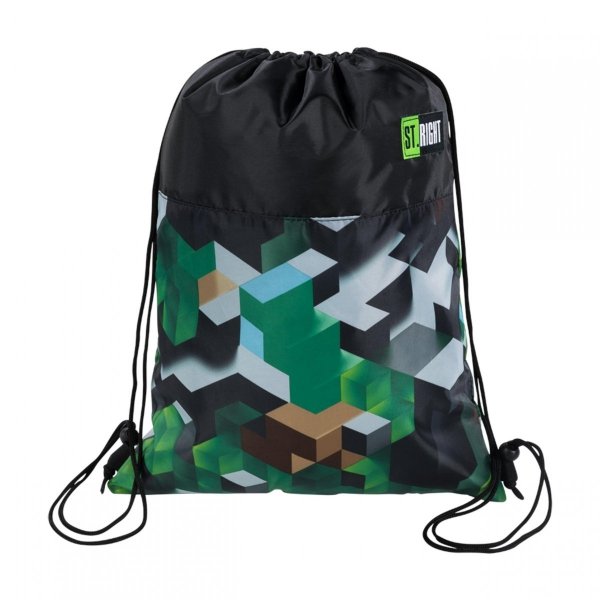 Zielony Plecak St.Right Młodzieżowy Szkolny Chłopięcy GREEN 3D BLOCKS [BP4]