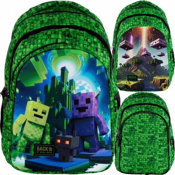 PIKSELE MINECRAFT PLECAK BACKUP SZKOLNY MŁODZIEŻOWY DLA DZIEWCZYNY 3 WZORY