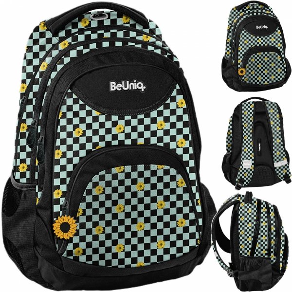SZACHOWNICA PLECAK SZKOLNY BeUniq MŁODZIEŻOWY DLA DZIEWCZYNY MIĘTOWY
