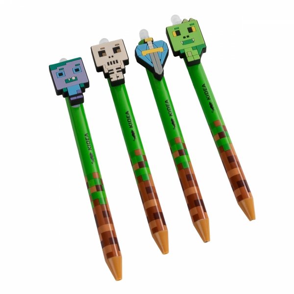 4 szt. WYMAZYWALNY DŁUGOPIS KOMPLET MINECRAFT KIDEA PIKSELE GAMING GAMER