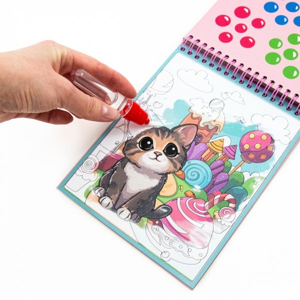 KOT MAGICZNA WIELORAZOWA KOLOROWANKA WODNA KIDEA DLA DZIECKA Z KOTKIEM