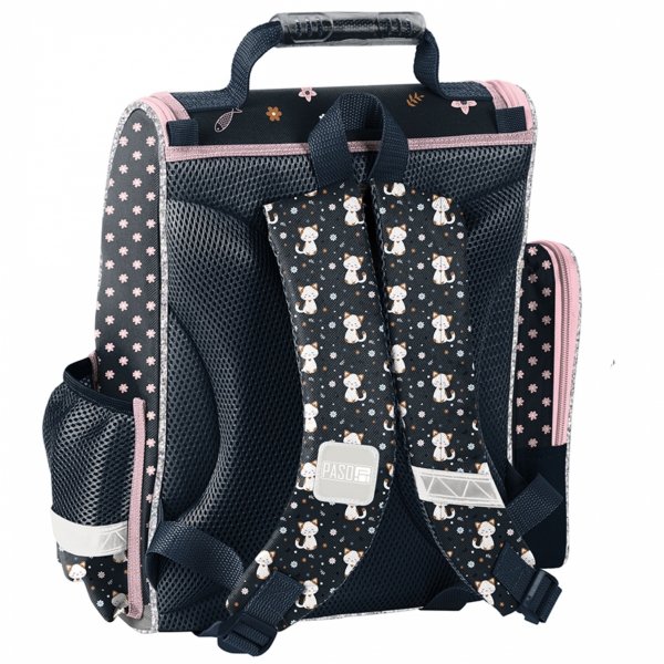 DZIEWCZĘCY TORNISTER SZKOLNY Z KOTKIEM DO 1 KLASY KOTEK KOMPLET 3w1 CATS