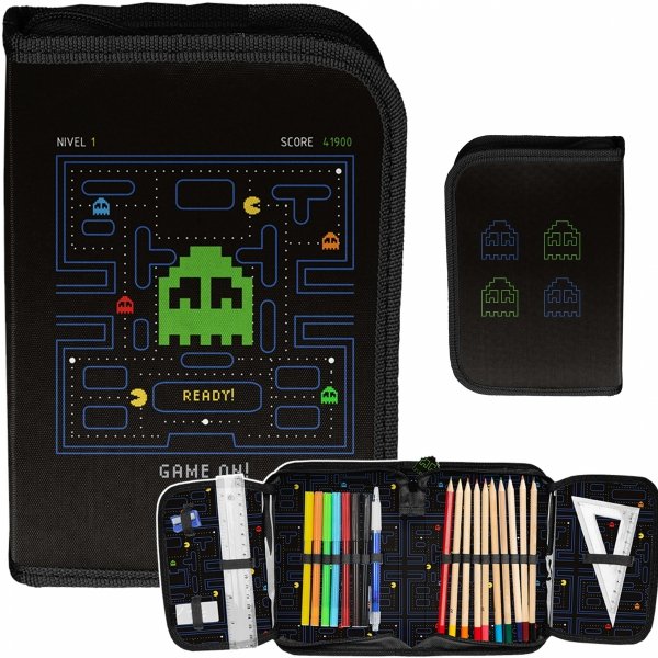 PAC-MAN PIÓRNIK Z WYPOSAŻENIEM DLA PODSTAWÓWKI GAMER GRY GAMING CHŁOPIĘCY